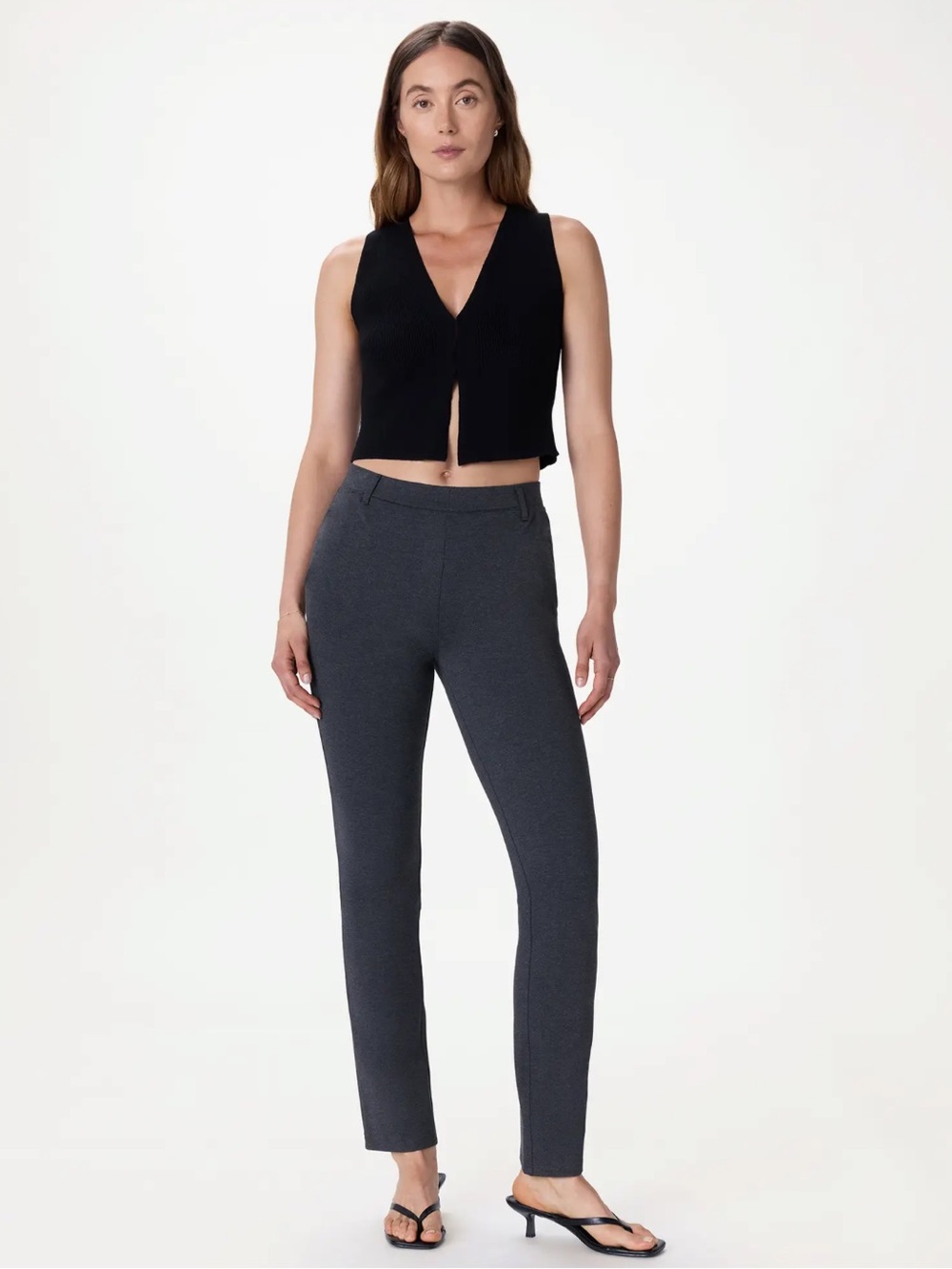 Quince Ultra-Stretch Ponte Bootcut Pants in Charcoal